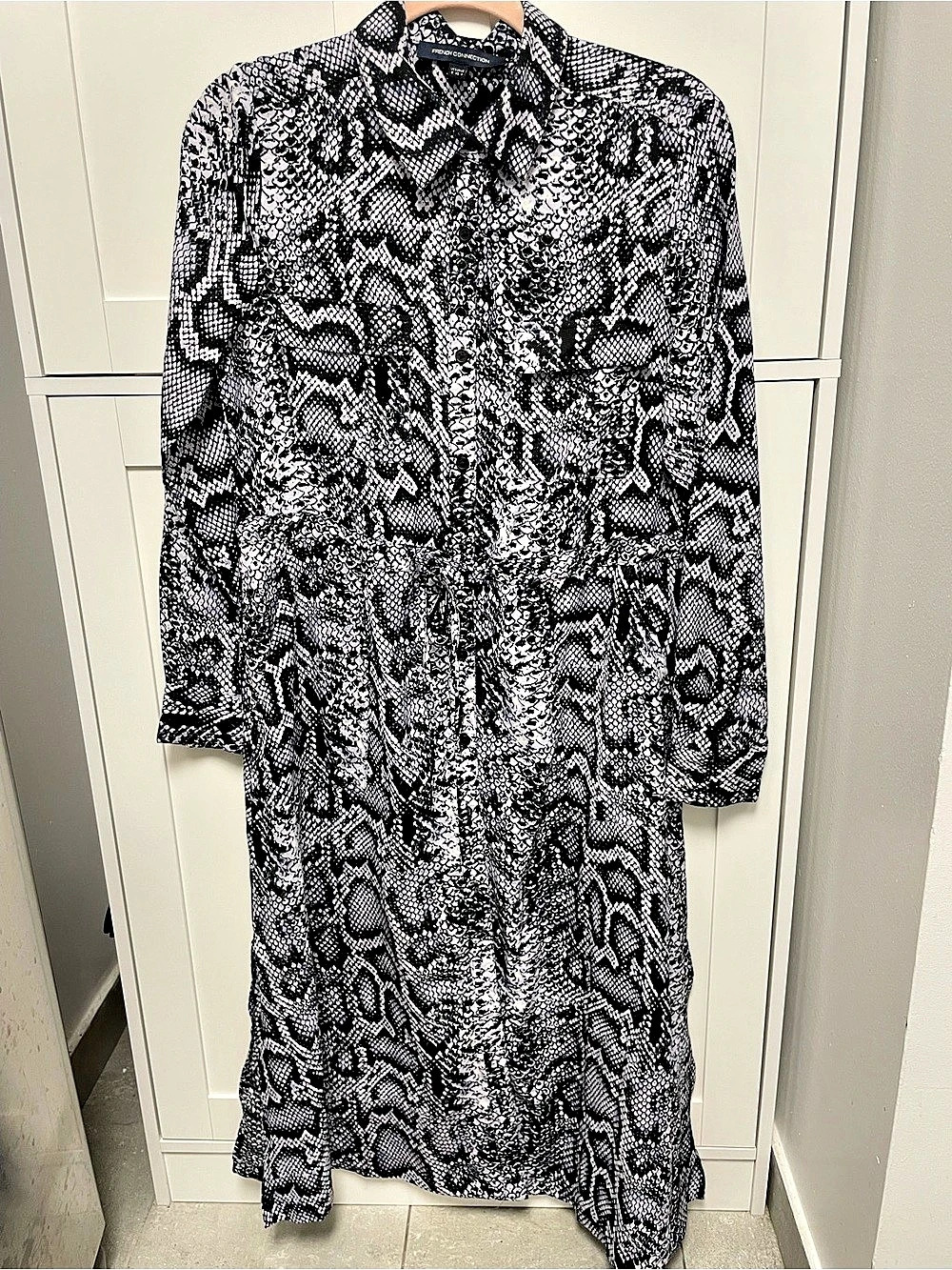 French Connection Snake Print Midi Shirt Dress XS